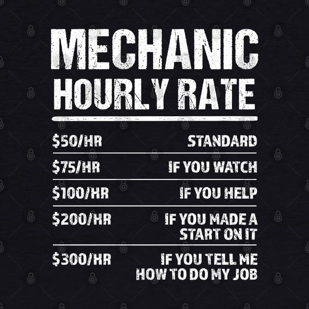 Mechanic Hourly Rate Funny Birthday Gift by qwertydesigns